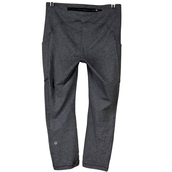 Lululemon Speed Up Crop Heathered Black Women's Size 6 Excellent Used Condition - Picture 2 of 6